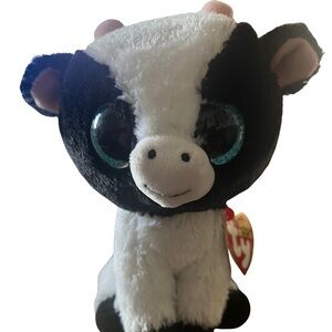 Ty Beanie Babies Plush Cow - Black and White